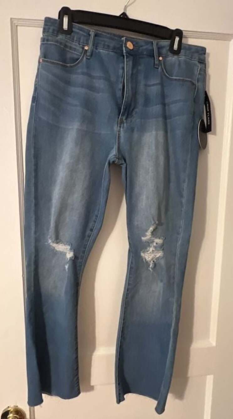 Articles of Society Crop Flare Distressed Light Wash Jeans